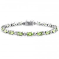 Julianna B Sterling Silver Peridot & Diamond 7.25" Bracelet
