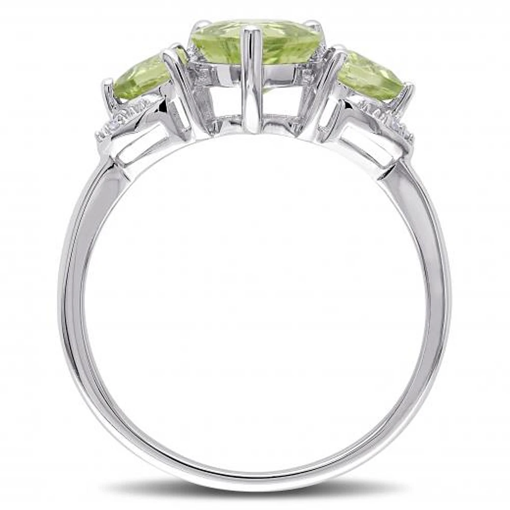 Julianna B Sterling Silver Peridot & 0.02CTW Diamond Fashion Ring