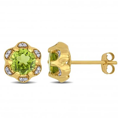 Julianna B 14K Yellow Gold Peridot & Diamond Earrings