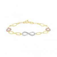 10K Yellow Gold White Gold and Rose Gold Cubic Zirconia Infinity Bracelet