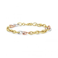 10K Yellow Gold White Gold and Rose Gold Multi Links Bracelet
