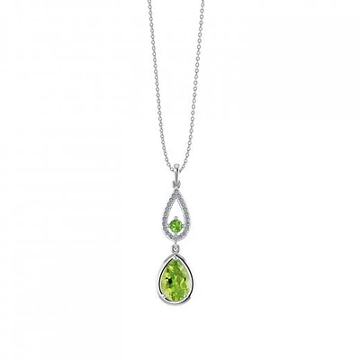 Sterling Silver Peridot & Diamond Pendant