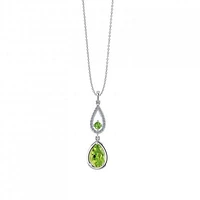 Sterling Silver Peridot & Diamond Pendant