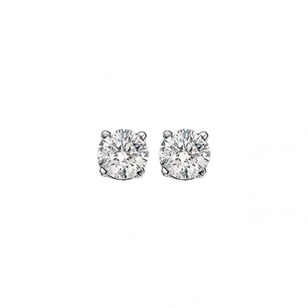 14K White Gold 1.00CTW Diamond Solitaire Stud Earrings