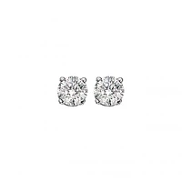 14K White Gold 1.00CTW Diamond Solitaire Stud Earrings