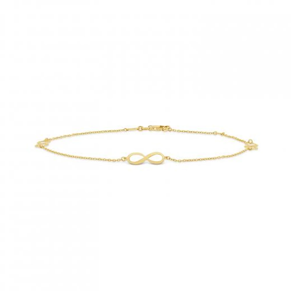 10K Yellow Gold 9+1" Infinity Anklet
