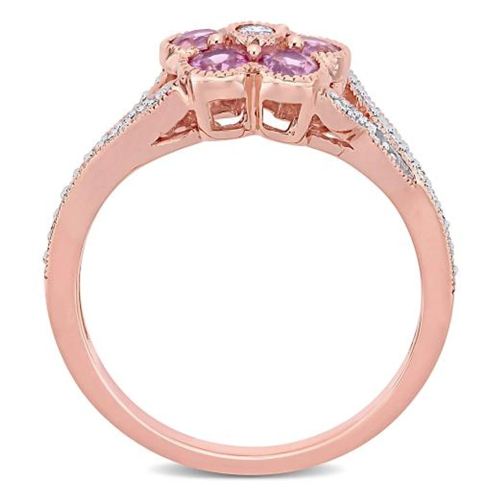 Julianna B 10K Rose Gold Pink Sapphire & 0.16CTW Diamond Fashion Ring