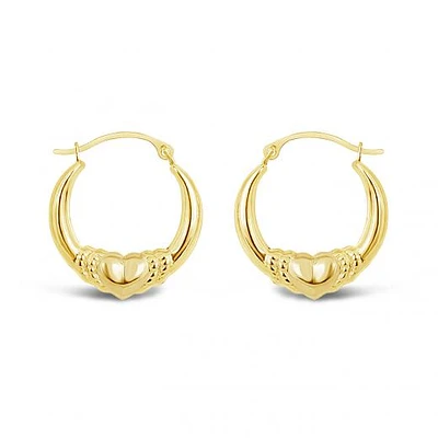 10K Yellow Gold Heart Creole Earrings