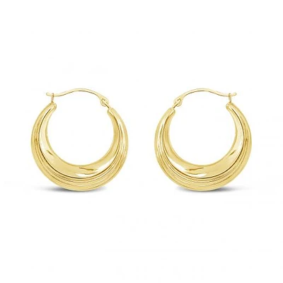 10K Yellow Gold Round Creole Earrings