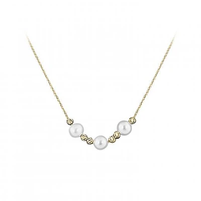 10K Yellow Gold Adjustable Pearl Necklace