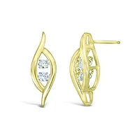 10K Yellow & White Dancing Diamond Earrings