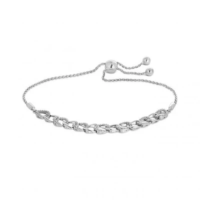 Sterling Silver Diamond Bolo Bracelet