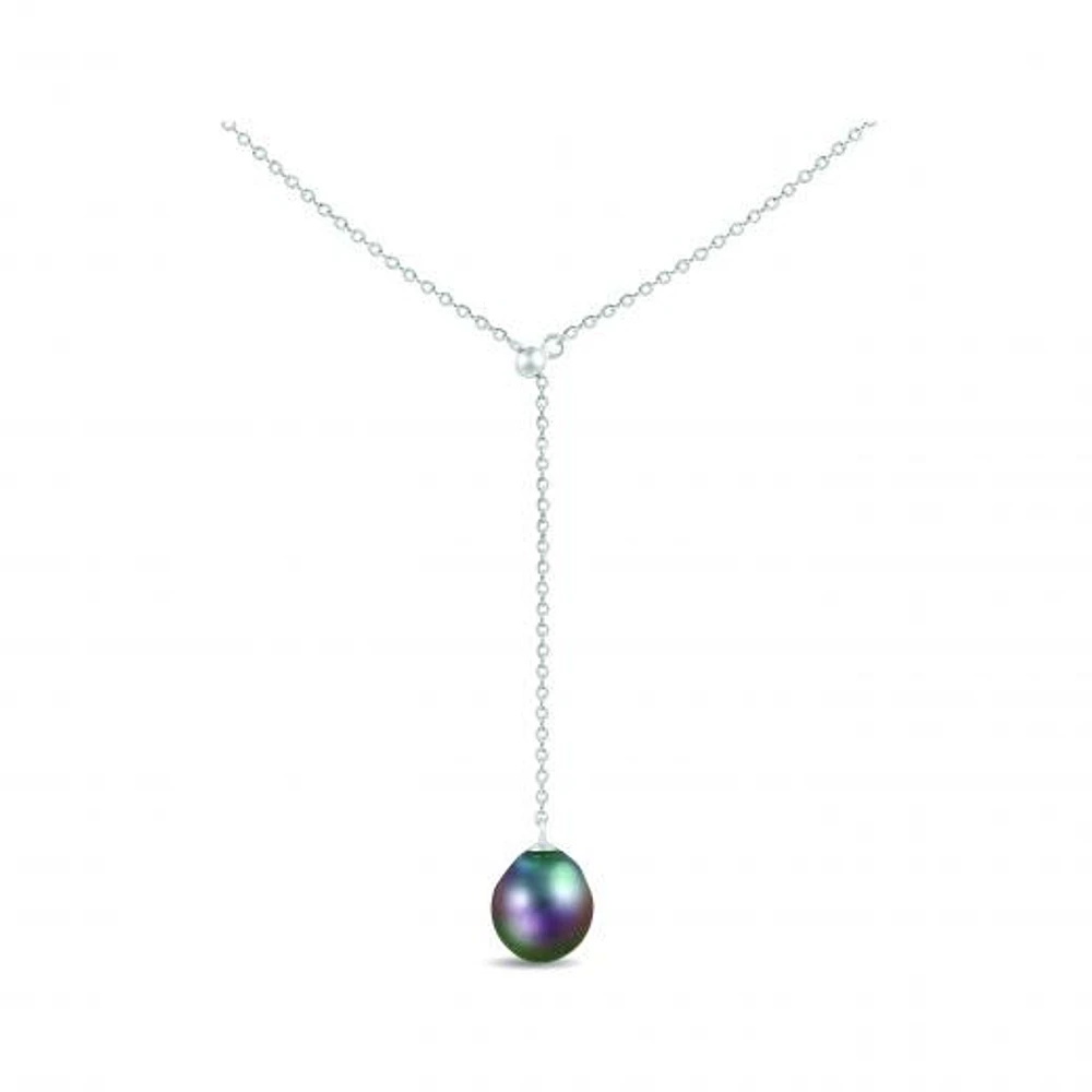 Sterling Silver 9-10mm Tahitian Pearl Necklace