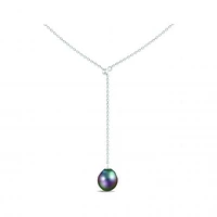 Sterling Silver 9-10mm Tahitian Pearl Necklace