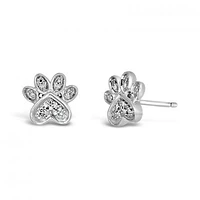 Charming Pets Sterling Silver Diamond Paw Studs