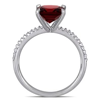 Julianna B 14K White Gold Garnet & 0.11CTW Diamond Fashion Ring