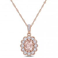 Julianna B 10K Rose Gold Morganite White Sapphire & Diamond Pendant with Chain