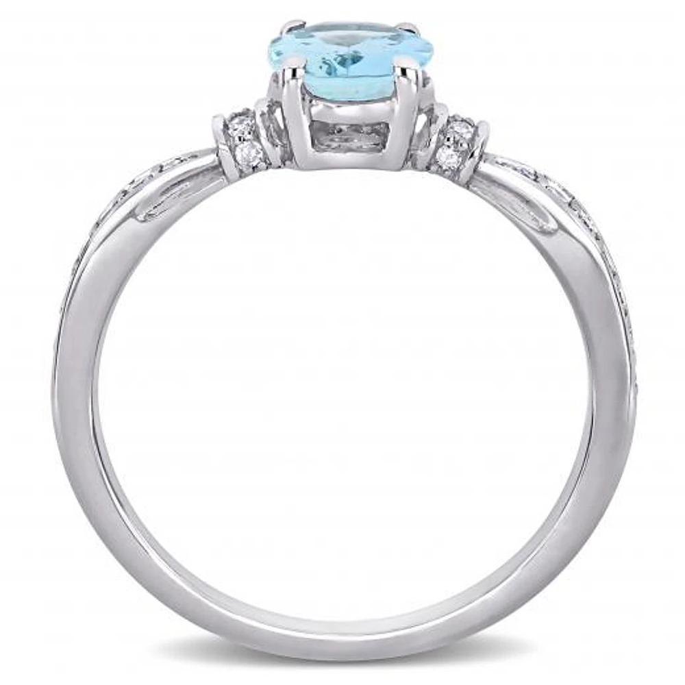 Julianna B 10K White Gold Aquamarine & 0.16CTW Diamond Fashion Ring
