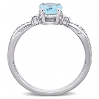 Julianna B 10K White Gold Aquamarine & 0.16CTW Diamond Fashion Ring