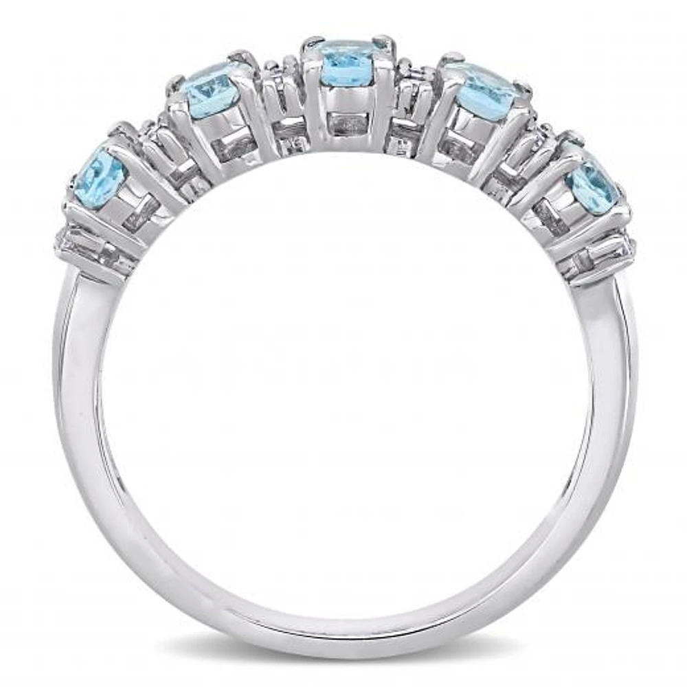 Julianna B 14K White Gold Aquamarine & 0.16CTW Diamond Fashion Ring