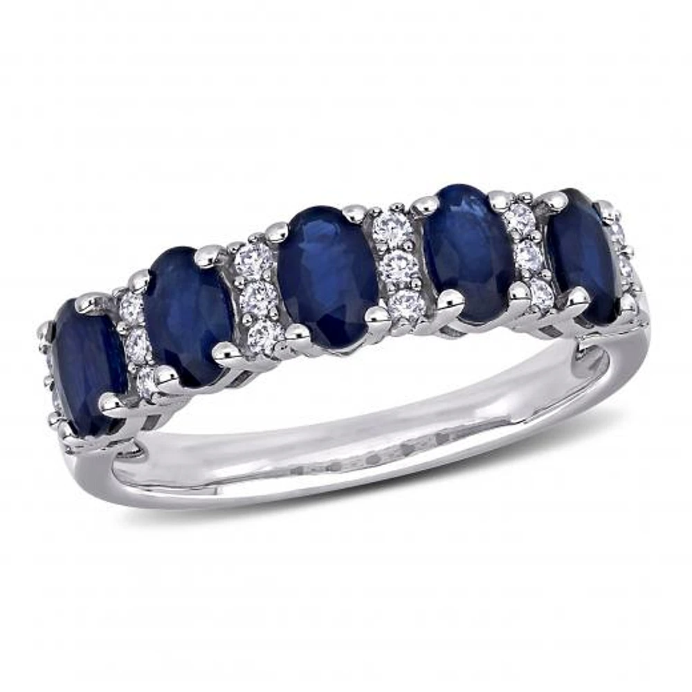 Julianna B 14K White Gold Blue Sapphire & 0.16CTW Diamond Fashion Ring