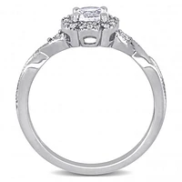 Julianna B Sterling Silver Created White Sapphire & 0.08CTW Diamond Ring