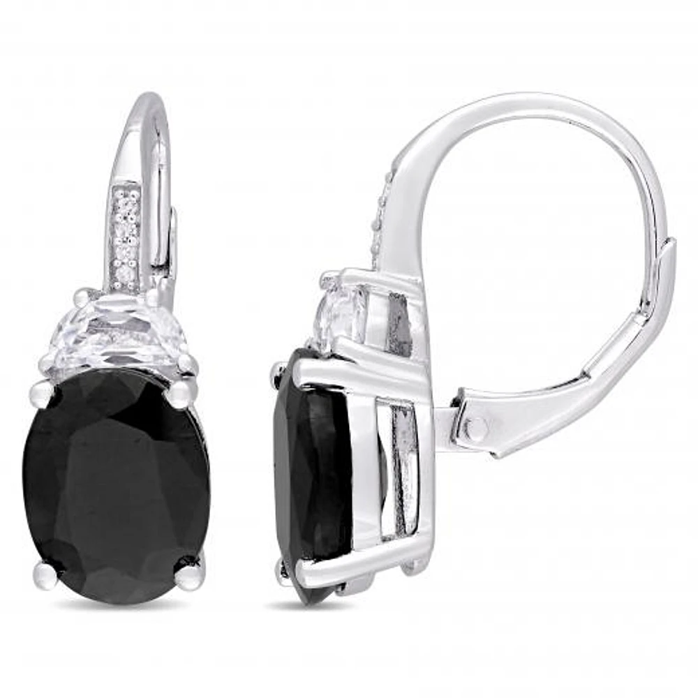 Julianna B Sterling Silver Sapphire, Created Sapphire & Diamond Earrings