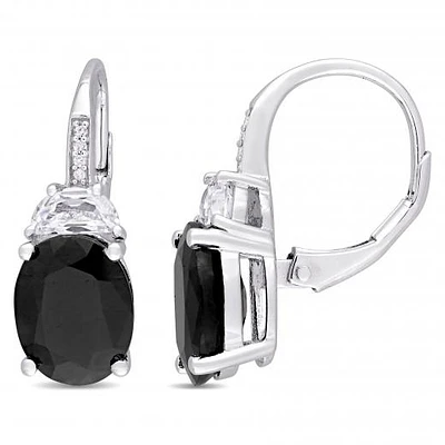 Julianna B Sterling Silver Sapphire, Created Sapphire & Diamond Earrings