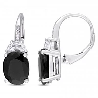 Julianna B Sterling Silver Sapphire, Created Sapphire & Diamond Earrings