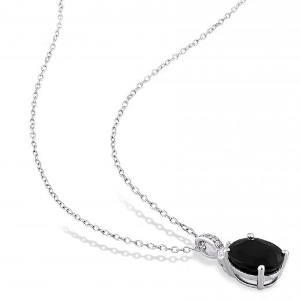 Julianna B Sterling Silver Sapphire, Created White Sapphire & Diamond Pendant