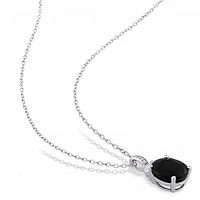 Julianna B Sterling Silver Sapphire, Created White Sapphire & Diamond Pendant
