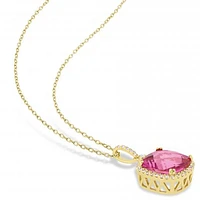 Julianna B Sterling Silver Pink Topaz & White Sapphire Pendant with Chain