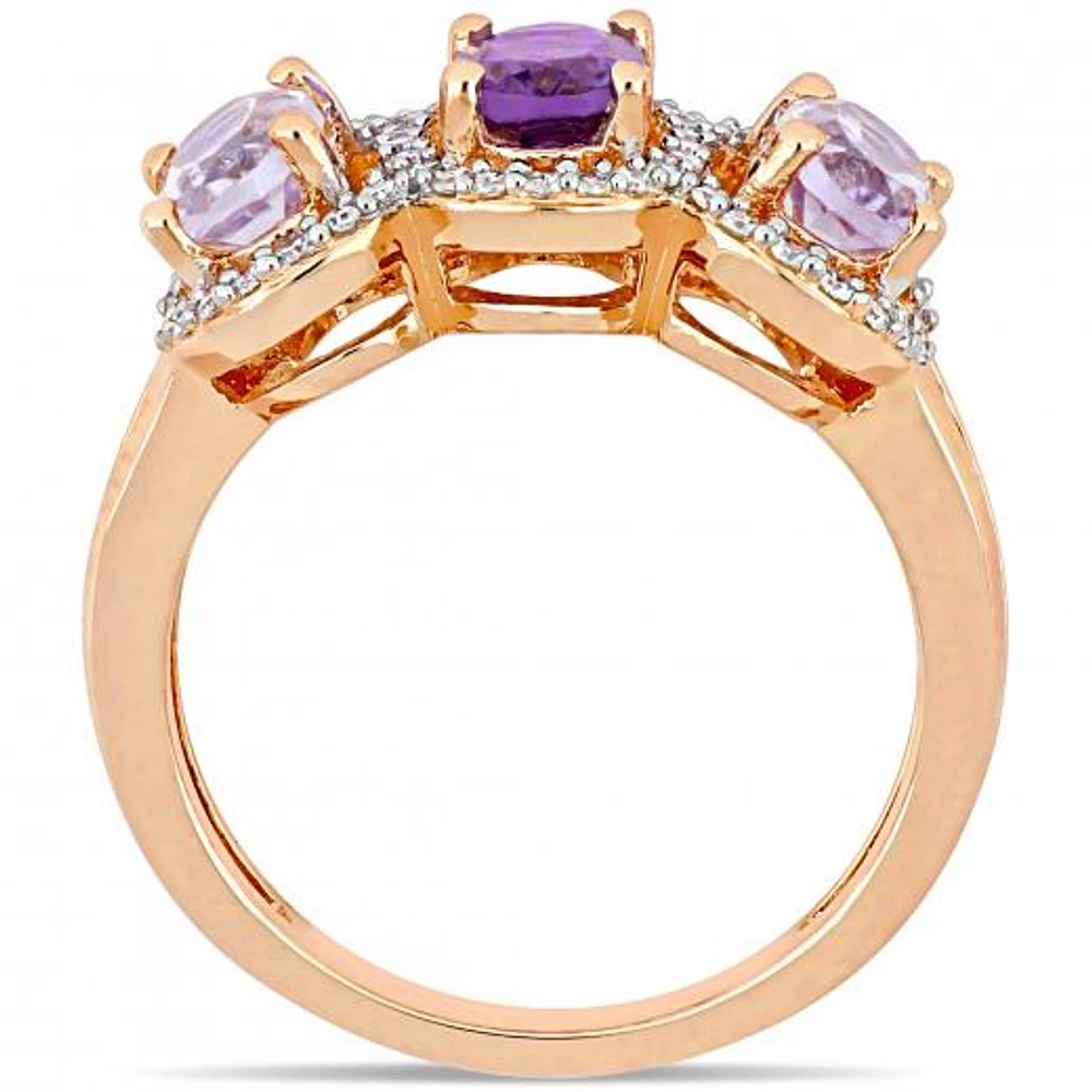 Julianna B Sterling Silver Rose De France & Amethyst Fashion Ring