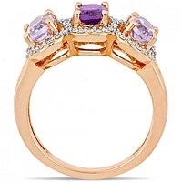 Julianna B Sterling Silver Rose De France & Amethyst Fashion Ring