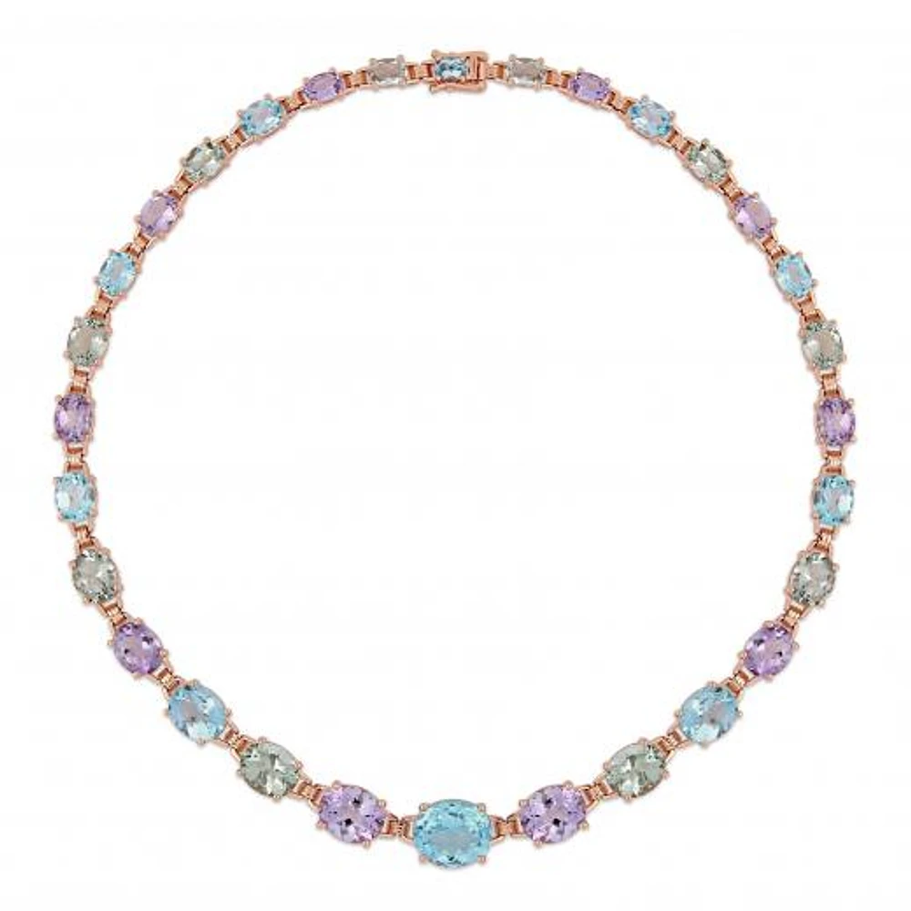 Julianna B Sterling Silver Green Amethyst Blue Topaz & Rose De France Necklace