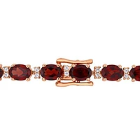 Julianna B Sterling Silver Garnet & White Sapphire 7.25" Bracelet