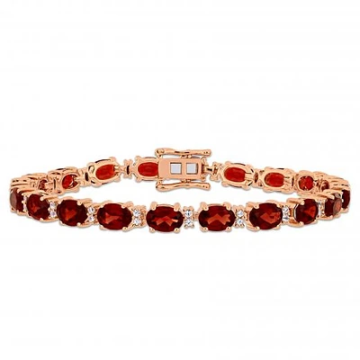 Julianna B Sterling Silver Garnet & White Sapphire 7.25" Bracelet