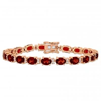 Julianna B Sterling Silver Garnet & White Sapphire 7.25" Bracelet