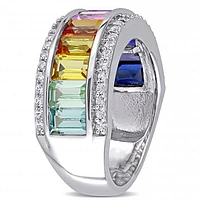 Julianna B Sterling Silver Multi Colour Created Sapphire Fashion Ring