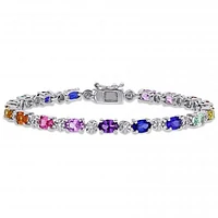 Julianna B Sterling Silver Multi Colour Created Sapphire & Diamond Bracelet