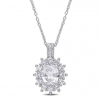 Julianna B Sterling Silver Created White Sapphire & 0.02CTW Diamond Necklace