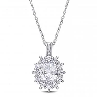 Julianna B Sterling Silver Created White Sapphire & 0.02CTW Diamond Necklace