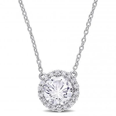 Julianna B Sterling Silver Created White Sapphire Fashion Pendant with Chain