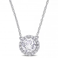 Julianna B Sterling Silver Created White Sapphire Fashion Pendant with Chain