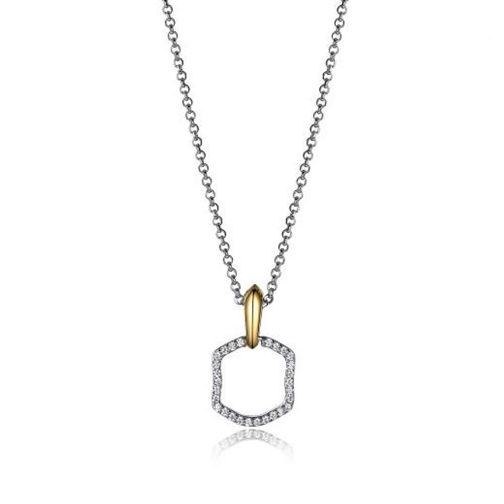 Elle 17+2" 2-Tone Cubic Zirconia Pendant Necklace
