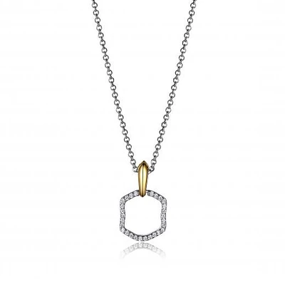 Elle 17+2" 2-Tone Cubic Zirconia Pendant Necklace