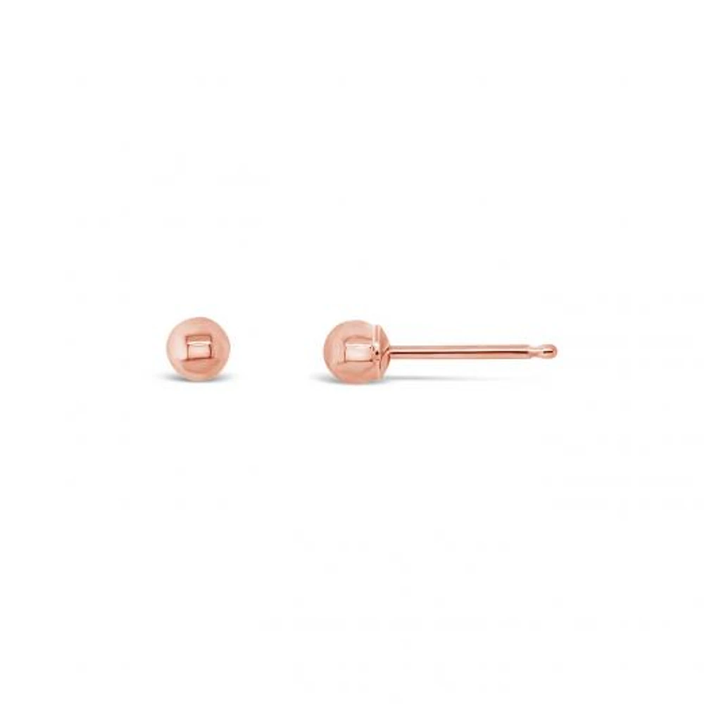 10K Rose Gold 3mm Ball Earrings