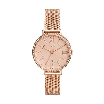 Fossil Women's Jacqueline Date Rose Gold-Tone Stainless Steel Watch