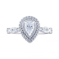 Diamond Revelations 14K White Gold 0.70CTW Pear Shaped Bridal Ring
