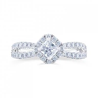 Diamond Revelations 14K White Gold 0.95CTW Princess Cut Halo Bridal Ring